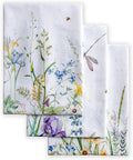 Maison d' Hermine Kitchen Towels Set of 3 100% Cotton 27.50" x 20" Reusable Cloth Tea Dish Towels Absorbent with Hanging Loop for Kitchen, Home, Dining, Cocktail Parties Spring/Summer (Fleurs De Mai)