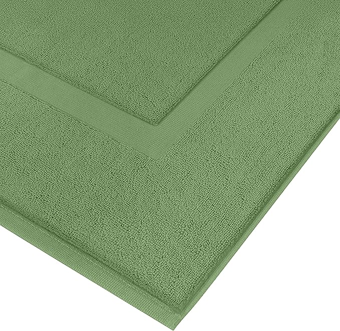 RIVERSIDE Bath Mat Set of 2 - Green Bath Mats 21x34 Inches, Not a Bathroom Rug, 100% Ring Spun Cotton, Super Soft & Highly Absorbent Bathroom Floor Mats