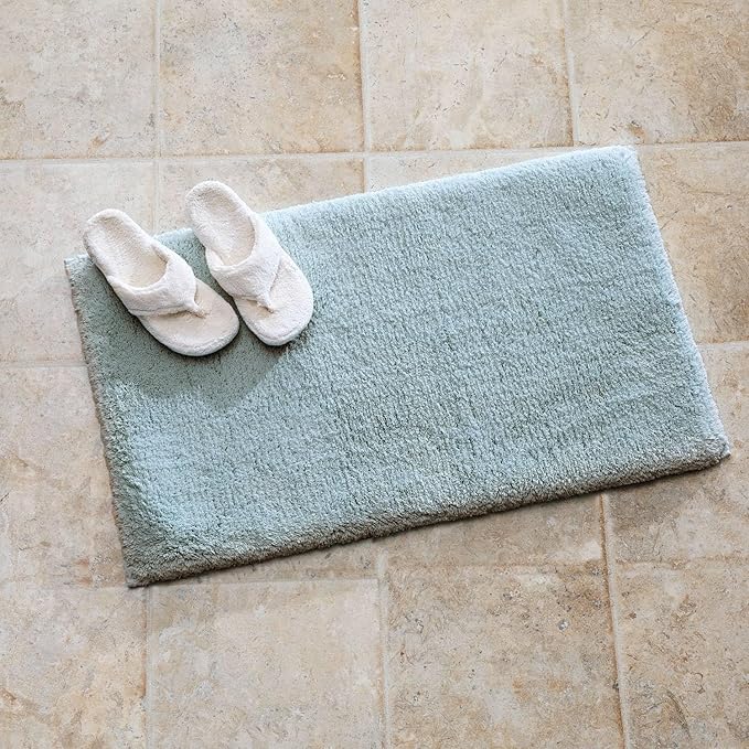 Cuddledown Memory Foam Bath Rug | 100% Cotton Cover | Memory Foam Insert | Soft & Sinkable | Removable Cover | Oeko-TEX Standard 100 Certified | 21" x 34" | Sage