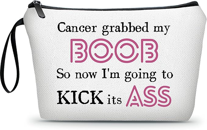 ARIOSEY Breast Cancer Gift Set - Travel Cosmetic Bag, Motivational Gifts for Cancer Care, End Of Chemo & After Surgery Support