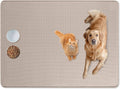 Bartuke Cat Food Mat, 50" x 35" Extra Large Silicone Pet Feeding Mat with Raised Edge Pet Placemat for Food and Water Bowl Non-Slip, Easy to Clean, Floor Protection (Khaki)
