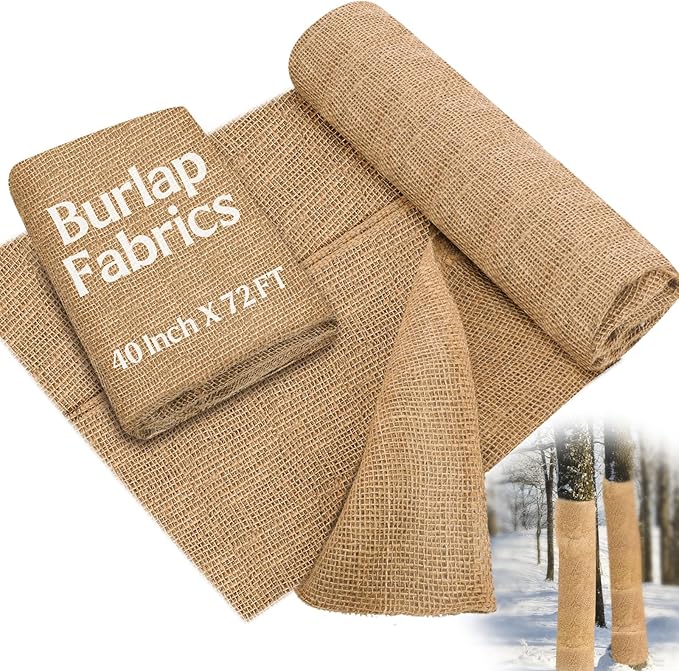 Buryeah 40 Inch x 72 ft Burlap Fabrics Roll Natural Gardening Multipurpose Burlap Weed Barrier Garden Landscape High Density Fabric Jute for Outdoor Home Craft Party Decor Wedding