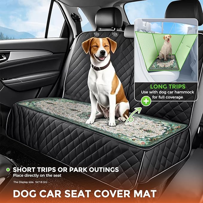 Hompet 2 Pack Waterproof & Absorbent Dog Car Seat Cover Mat, Fits Most Dog Car Hammocks, Washable Reusable Backseat Protector Pad, Quick Dry Leak-Proof Non-Slip Pet Travel Mat for Cars, 24.8"x54"