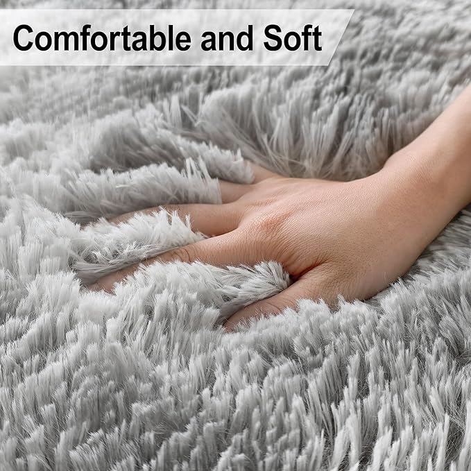 2x3 ft Shaggy Tie Dyed Grey Rug Small,Fluffy Furry Area Rugs for Living Room Door Entryway Indoor Inside Front Entrance Dog Mat Anti Skid Extra Comfy Fuzzy Floor Carpet for Home Decorative