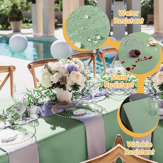 BRILLMAX 10 Pack Sage Green Tablecloths 70 x 120 Inch for 6ft or 8ft Rectangle Tables - Rectangular Bulk Linen Polyester Fabric Washable Cloth Cover for Wedding Reception Banquet Birthday Party