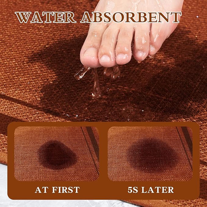 chakme Bathroom Rugs Mat 32x17, Ultra Thin Non Slip Bath Mat Quick Dry Absorbent Bath Mat for Bathroom, (Orange, 32"x17")