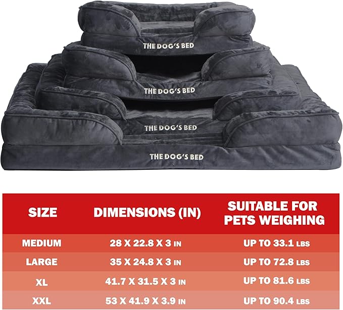 The Dog's Bed Replacement Outer Cover for The Dog's Bed Orthopedic with Sides, Washable Fabric, Medium Grey Flannel, Veterinary Approved