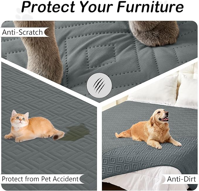 hyha Waterproof Dog Blanket, Soft Dog Bed Cover Pet Blankets, Waterproof Sofa Couch Cover for Dogs Washable, Reversible Pet Couch Covers for Sofa Furniture (82x102 Inch, Dark Grey/Dark Grey)