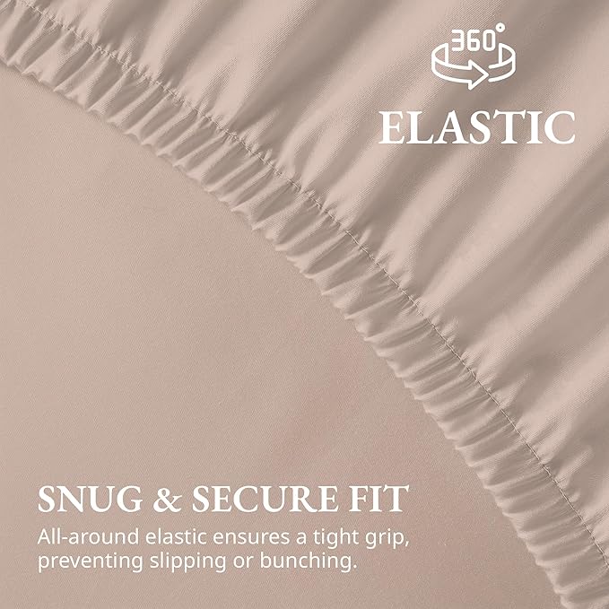 Lane Linen 100% Egyptian Cotton Twin Size Fitted Sheet Only (39"x75" + 15") - Elegant Sateen Weave, Ultra Soft, Breathable, Highly Durable, Deep Pockets Upto 17" - Sepia Rose