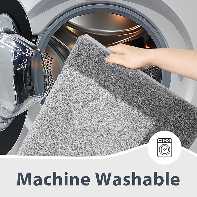 anllugs Bathroom Rugs U-Shaped 20" x 24", Non-Slip Extra Soft Absorbent Bath Rugs, Machine Washable Quick Dry Bath Mats for Toilet Base, Grey & Dark Grey