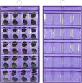 ANZORG Dual Sided Hanging Sunglasses Organizer Storage Wall Mounted Eyeglasses Holder Eyewear Display Case with 40 Clear Slots (40 Pockets-Purple)
