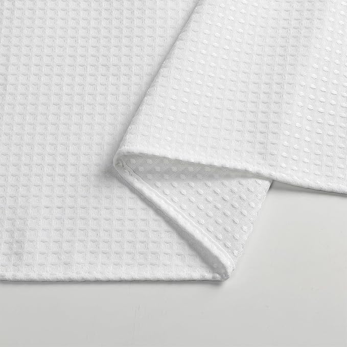 meioro White Shower Curtain, Waffle Weave 256GSM Heavy Duty Textured Fabric Shower Curtains for Bathroom Hotel Spa, Luxury Weighted Polyester Cloth Bath Curtain Set with 12 Hooks, 36Wx72H