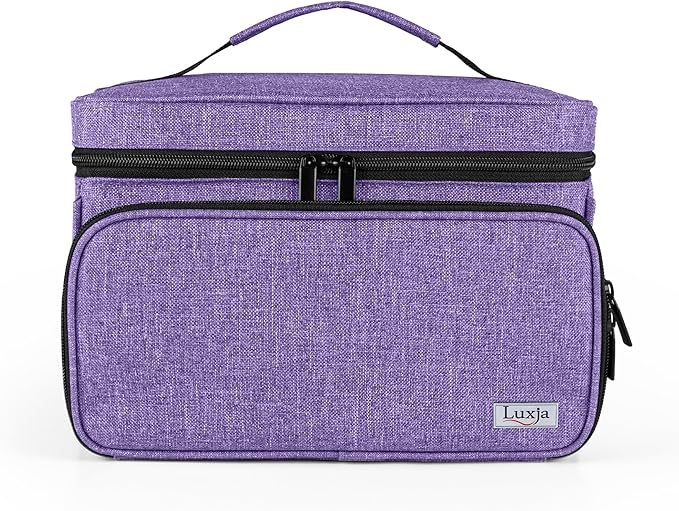 LUXJA Medicine Bag with 2 Detachable Clear Pouches, Pill Bottle Organizer with Detachable Dividers (Suitable for Home or Travel Use), Purple