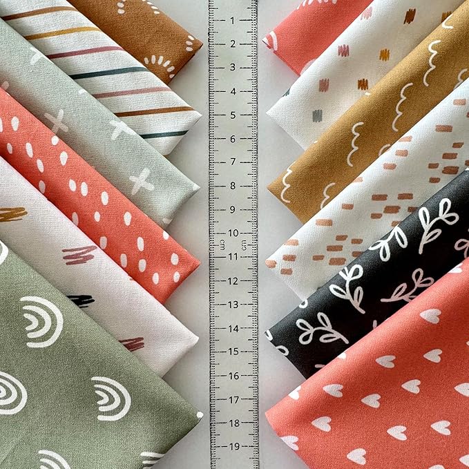 Soft Pastel Abstract Patchwork Cotton Fabric Set – 60 Pre-Cut 8×8 inch Squares, Eco-Printed 100% Cotton 140 GSM