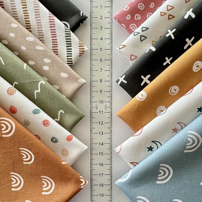 Soft Pastel Abstract Patchwork Cotton Fabric Set – 60 Pre-Cut 8×8 inch Squares, Eco-Printed 100% Cotton 140 GSM