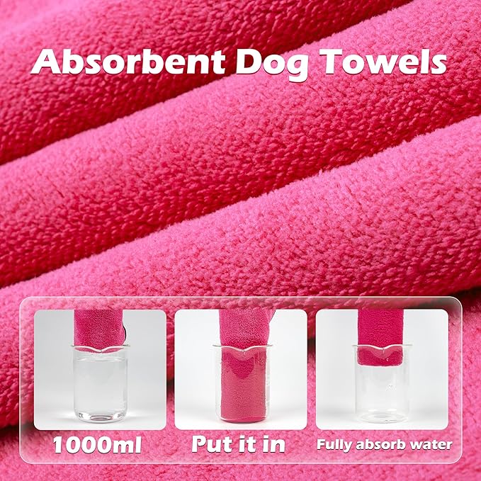 MICOOYO Dog Towels for Drying Dogs 3 Pack, Ultra Absorbent Microfiber Pet Bath Blanket | Quick Dry Towel for Dogs and Cats, 11.8”x23.6, S