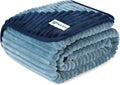 PetAmi Waterproof Dog Blanket, Leakproof Pet Blanket for Small Medium Large Dogs, Reversible Furniture Bed Sofa Couch Cover Protector, Plush Striped Pet Throw for Indoor Cat, 24x32 in, Navy Blue