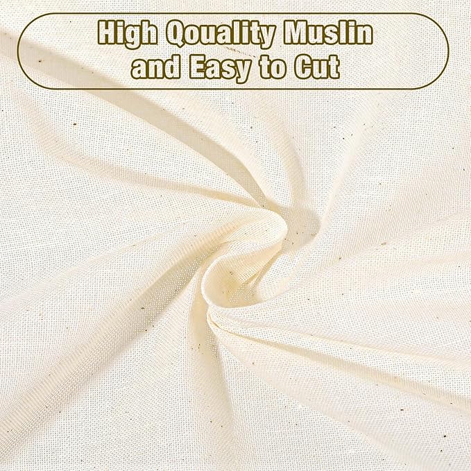 Medium Weight 63 inch x 10 Yards 100% Cotton Muslin Fabric by Yard Textile Natural Unbleached Muslin Fabric Material for Boho Wide Roll Backing Material Quilting Sewing Apparel Cloth