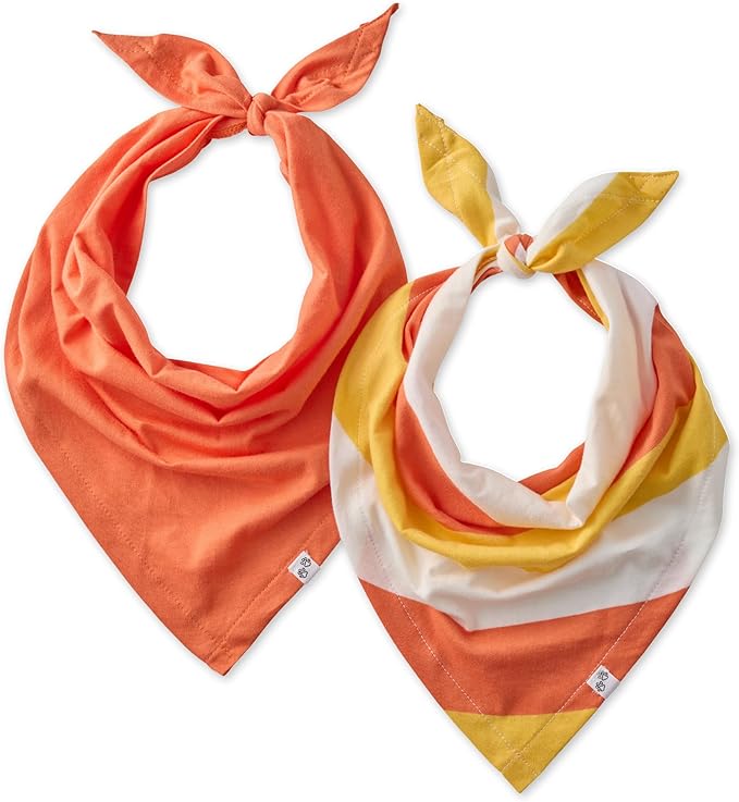 Pet Passion Bandit - The PET Bandana 100% Organic Cotton Pet Bandanas Clothes for Small, Medium, Large Dogs, 2-Pack Candy Corn, X-Small/Small