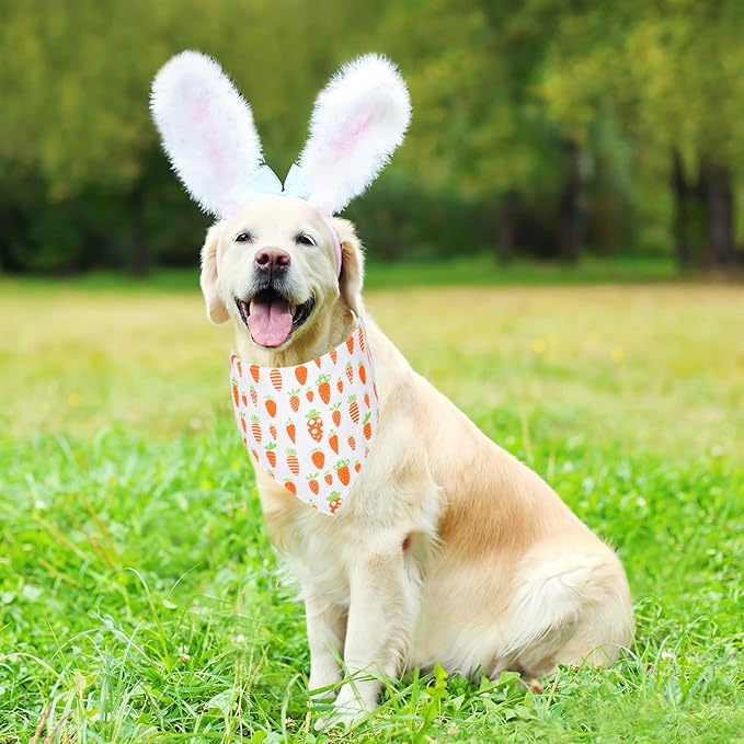 ADOGGYGO Easter Dog Bandana, Multiple Sizes Offered, Reversible Festival Pet Bandana Triangle Dog Scarf for Large X-Large Dogs Pets (X-Large, Easter)