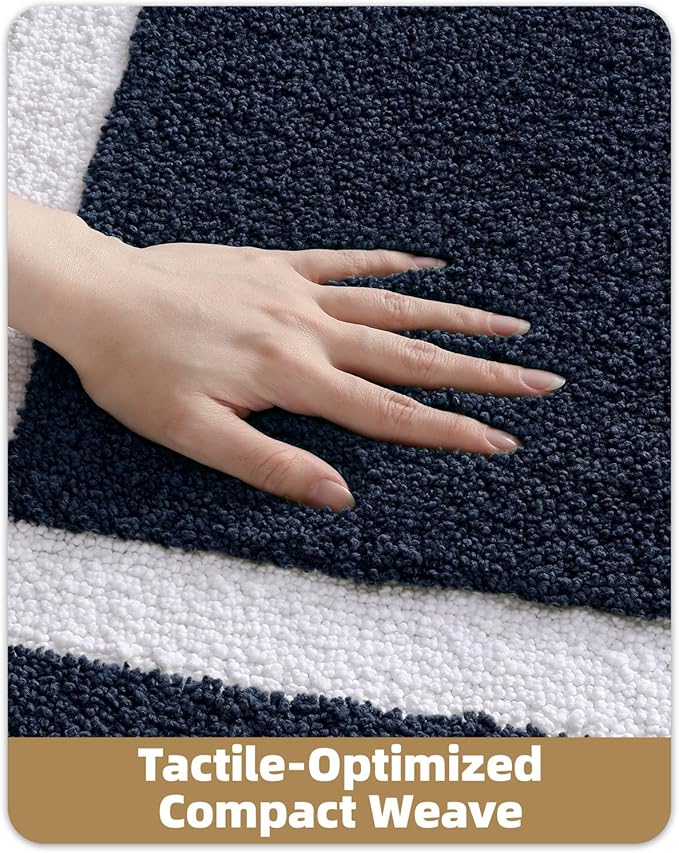 Color&Geometry Bathroom Rugs, Water Absorbent and Quick Dry Microfiber Bath Rugs-20"x32", Non-Slip, Machine Washable, Extra Soft Plush Bath Mats for Bathroom, Laundry Room, Blue White