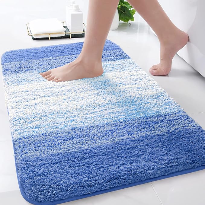Arotive Microfiber Bathroom Rugs, Shaggy Soft and Absorbent Bath Rug, Non-Slip, Thick Plush Machine Washable Dry Bath Mats for Bathroom, Tub and Shower, 30x20, Light Royal Blue, Rectangular