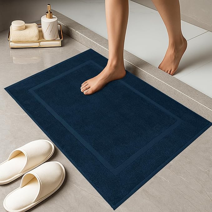 RIVERSIDE Bath Mat Set of 2 - Blue Opal Bath Mats 21x34 Inches, Not a Bathroom Rug, 100% Ring Spun Cotton, Super Soft & Highly Absorbent Bathroom Floor Mats