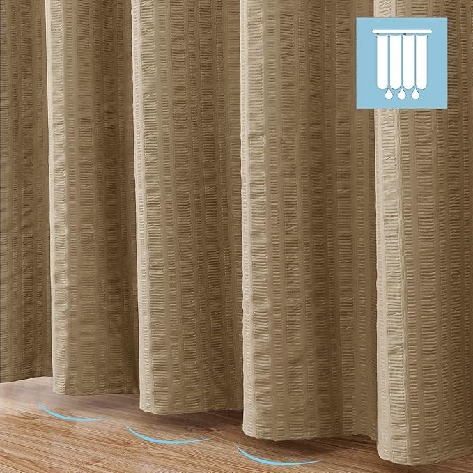 Aiyufeng Taupe Shower Curtain for Bathroom, Embossed Textured Fabric Shower Curtain for Bathroom - Soft Cloth & Hotel Spa, Machine Washable, 72X78,Taupe