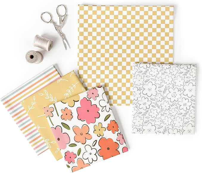 10-Pcs Fat Quarters Fabric Bundles of 100% Soft Cotton, 18" x 22" - Sweet Blooms Floral Fabric Squares for Patchwork, Quilts, Pillow Covers & More - DIY Handmade Crafts & Home Décor