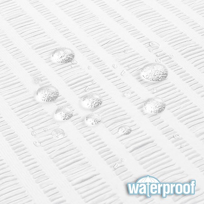 Aiyufeng Extra Long White Shower Curtain 96 Inch Long, Embossed Texture Fabric Bathroom Shower Curtain, Large Hotel Bath Curtain with 12 Holes, 72x96, White