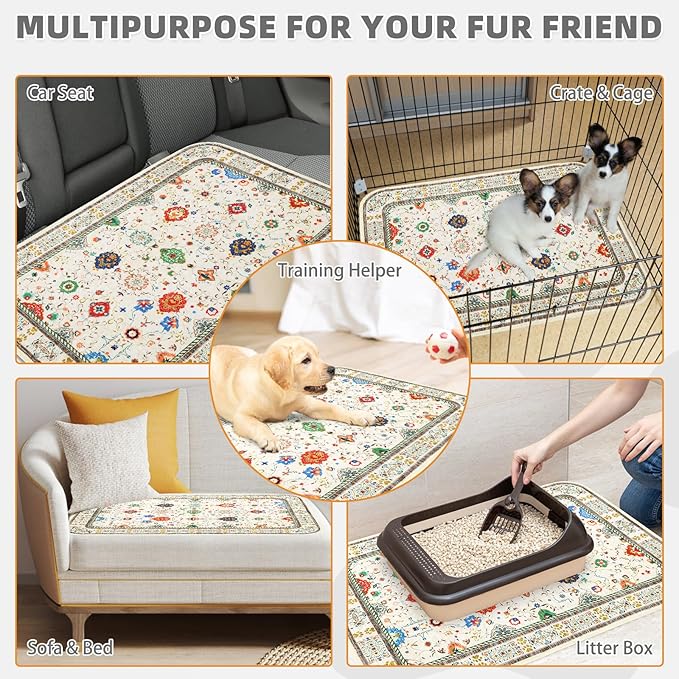 KOOLTAIL Washable Pee Pads for Dogs,2 Pack Super Absorbent Reusable Puppy Training Pads Waterproof, Nonslip and Leak-Proof Dog Pee Pads, Large Pet Mats Whelping Pads for Floor, Crate, Couch 36 * 41"