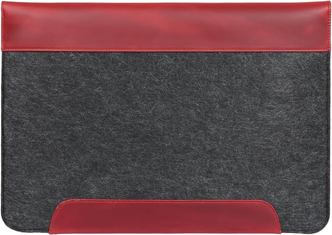 MegaGear Genuine Leather and Fleece MacBook Bag Laptop Sleeve for MacBook Pro and MacBook Air Case 14 Inch - 13 Inch (M4, M3, M2, M2, M1, Pro, Max) 13.3 Inch, iPad Pro 12.9 Inch - 2020 to 2024 Models