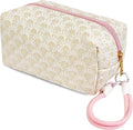 STARDW Aesthetic Floral Makeup Bag with Wrist Strap, Small Cute Cosmetic Pouch for Women with Zipper and Canvas Lining