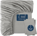 LANE LINEN 100% Organic Cotton Fitted Sheet Full Size, 3Pc Set (1 Fitted Sheet, 2 Pillowcases), Percale Weave, Full Bed Fitted Sheets, Breathable, Fits Mattress Upto 15' Deep - Silver(No Flat Sheet)