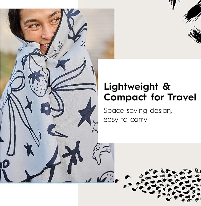 GEOMETRY Micro-Loop Beach Towel – Spring & Summer Collection – Quick-Dry, Sand-Resistant, Ultra-Absorbent Compact Towel for Beach & Travel (Wind Down)