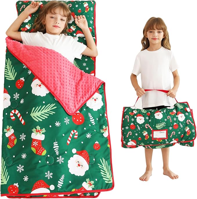 Lasoftan Toddler Nap Mat with Pillow and Blanket, Extra Large Rolled Napping Mats,Slumber Bags for Boys Girls,Kids Sleeping Bag for Daycare, Preschool Travel Camping