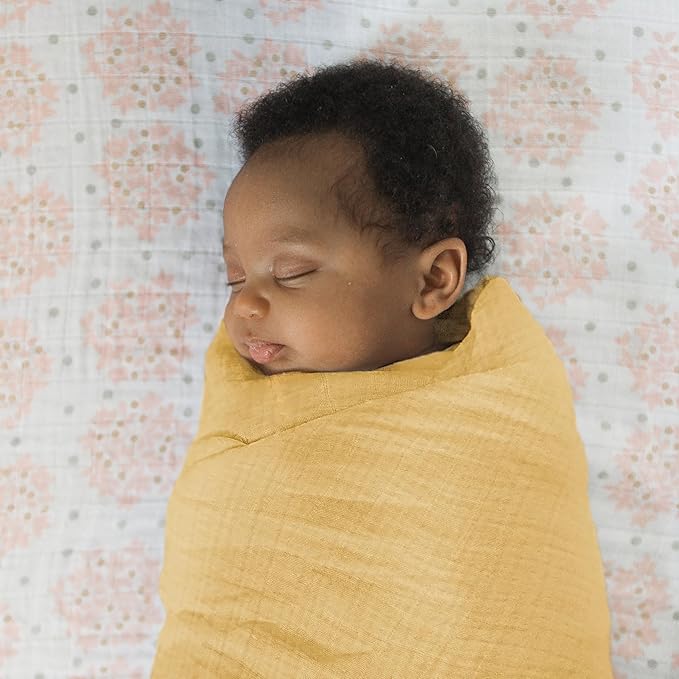 SwaddleDesigns Cotton Muslin Swaddle Blankets for Baby Boy & Baby Girl, Set of 4, Neutral Receiving Blankets for Newborn, Baby Registry & Gift, 46x46 inches, Fiesta