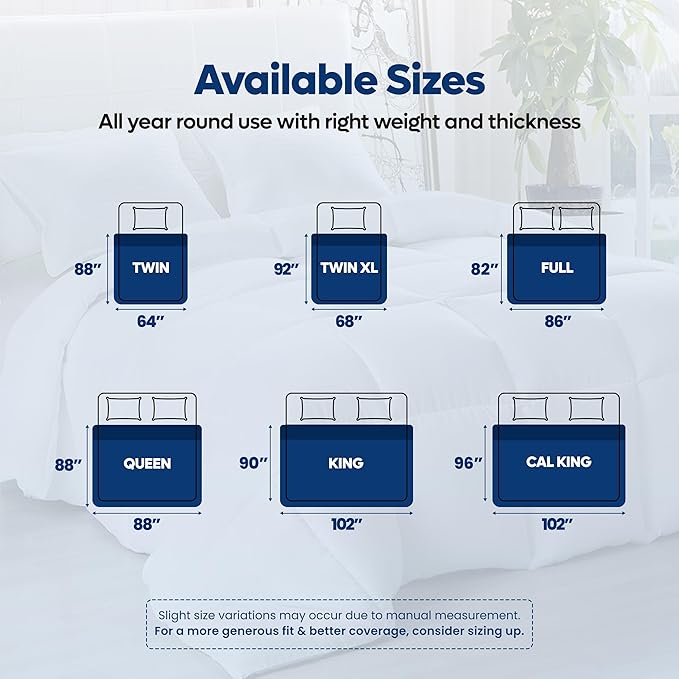 Utopia Bedding Comforters Queen Size, All Season Duvet Insert, Down Alternative Box Stitched Bed Comforter with Corner Tabs, Machine Washable (White, Pack of 4)