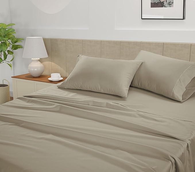 LANE LINEN 100% Cotton Bed Sheets Full Size Bed – 450 Thread Count Soft & Cooling Sateen Weave, 15” Deep Pocket Fully Elasticized Fitted Sheet, Breathable & Fade-Resistant Hotel Bedding, Linen