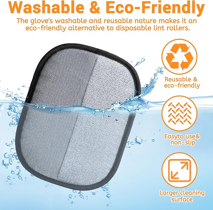 Ruistarhuan Electrostatic Pet Hair Remover Glove, Reusable Cat Dog Electrostatic Hair Remover Grooming Glove Brush Tool, Suitable for Sofas, Clothing, Carpets, Curtains (Black-2Pcs)