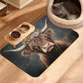 Highland Cow Feeding Mat,Absorbent Quick-Dry Cat Dog Food and Water Bowl Mats,Non-Slip Rubber Backing Mat,Cat Dog Accessories Supplies 16" x 24"