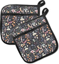 2 Pack Pot Holders for Kitchen Clearance, Cute Hot Pads, Funny Oven Pot Holders, Potholders Sets for Kitchen Heat Resistant Colorful Boho Leaf