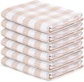 Blue Needles Waffle Weave Check Plaid Kitchen Towels, 15x25 Inches 100% Cotton Set of 6 Dish Towels for Kitchen, Ultra Soft & Absorbent for Quick Drying with Hanging Loop Spring Summer - Beige & White