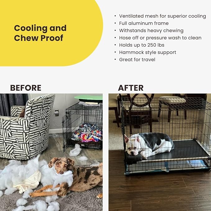 K9 Ballistics Chew Proof Elevated Outdoor Cooling Cot Bed for XX Large Dogs - Virtually Indestructible, Preassembled, Withstands Aggressive Chewers - XXL, Black Mesh