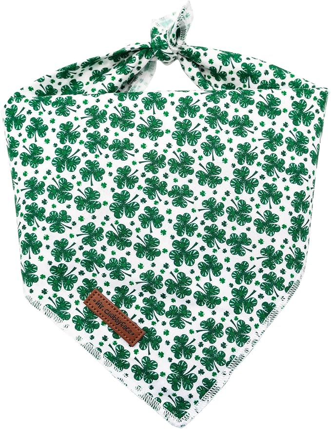 MR. CHUBBYFACE St.Patrick's Green Clovers Dog Bandanas Reversible Triangle Bibs Scarf Accessories for Dogs Cats Pets