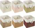 Geiserailie 6 Pcs 11 x 11 Inch Cube Storage Bins Fabric Storage Organizer Bins Foldable Cube Baskets with Sturdy Carry Handles Wicker Baskets for Home (Boho Color)