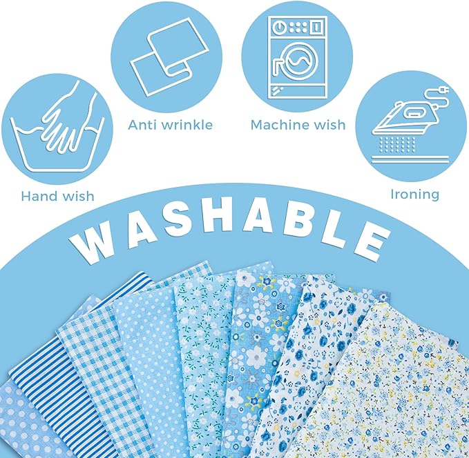 Aubliss 8pcs Fat Quarter Fabric Bundles (100% Cotton - 20‘’ x 20‘’) Quilting Cotton Craft Fabric Pre-Cut Squares Sheets for Patchwork Sewing Quilting Crafting