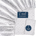 LANE LINEN Twin XL Fitted Sheet, 100% Organic Cotton 2-Piece Set (1 Fitted Sheet, 1 Pillowcase), Percale Weave, Soft, Breathable, Fits Mattress Upto 15" Deep - White (Grey Dot)(No Flat Sheet)