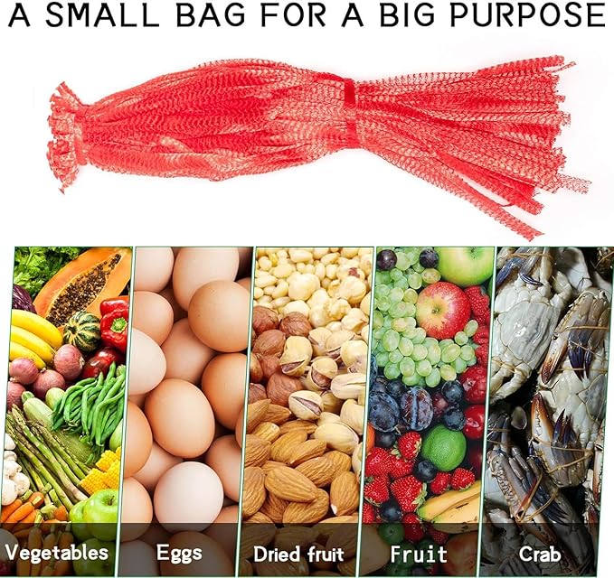 Shellvcase 100Pcs 24 Inch Reusable Mesh Produce Bags, Seafood Boil Bags for Crab Clam Crawfish, Potato Onion Fruits Bag, Storage Bag for Grocery Shopping Storage of Fruit Seafood Toy & Garden Produce