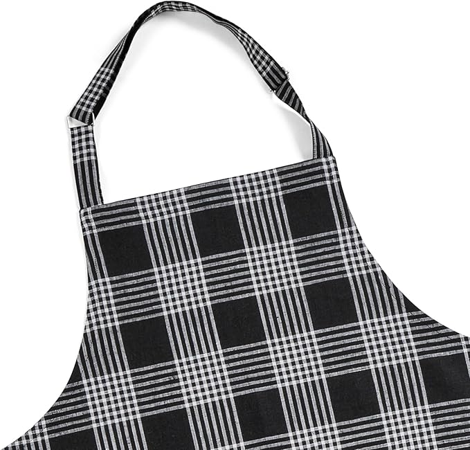 Solino Home Linen Bib Apron for Men & Women - 33 x 30 Inch Kitchen Apron with Front Pockets - Handcrafted from European Flax